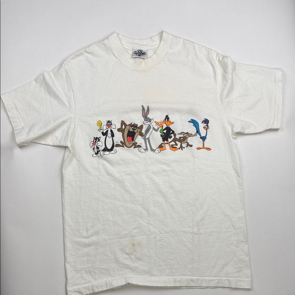 Vintage 1991 Looney Tunes White Graphic T-Shirt Size L